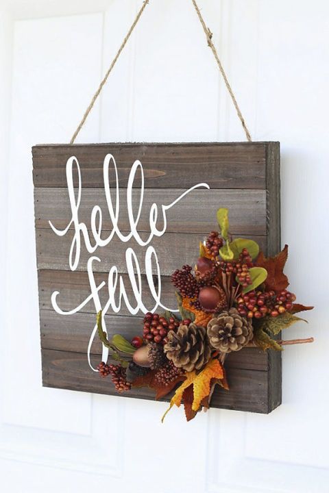 Hello fall door sign